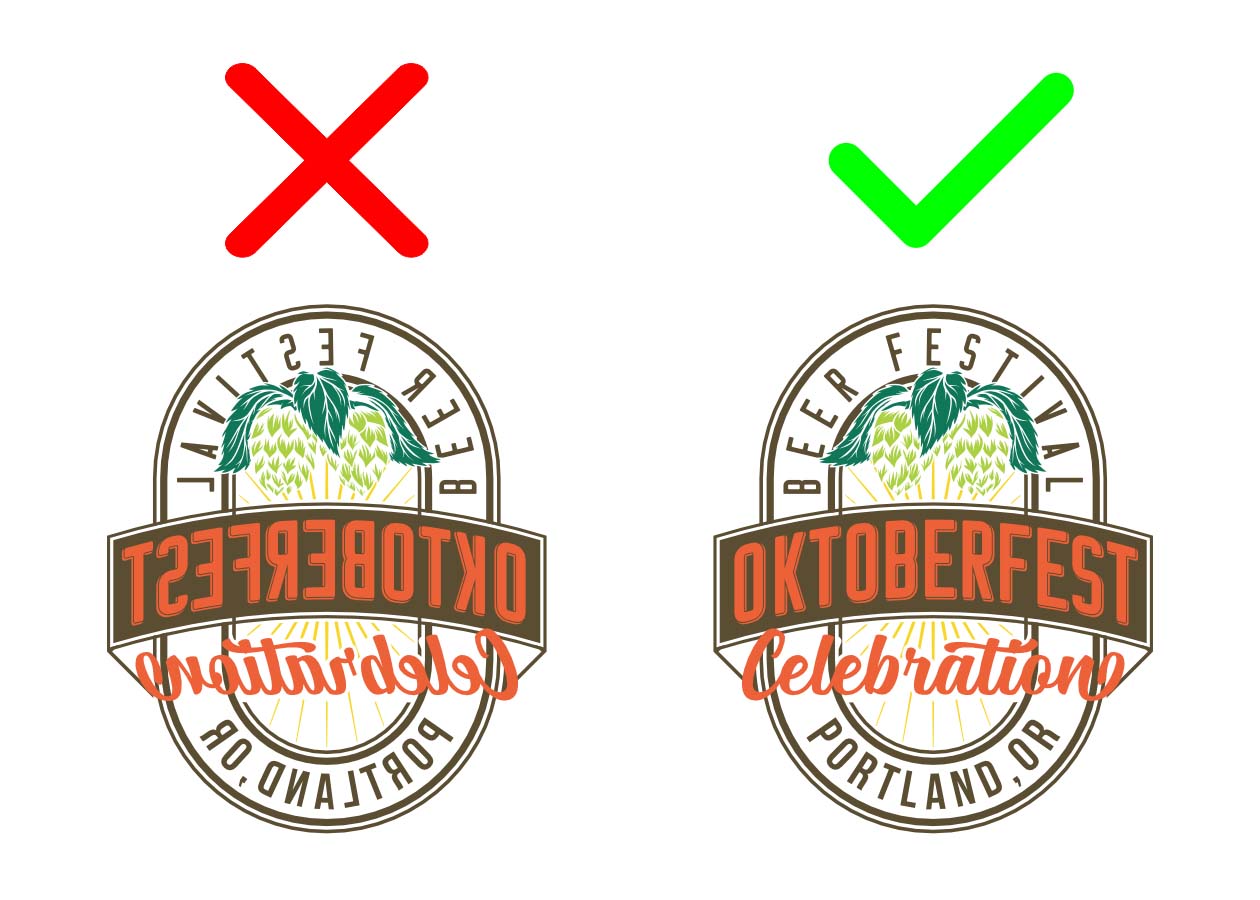 Não é necessário espelhar os designs