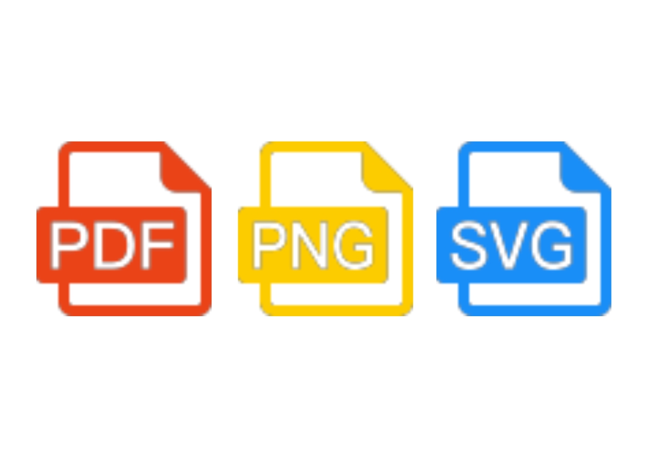 Formatos de ficheiro aceites: PDF, PNG e SVG