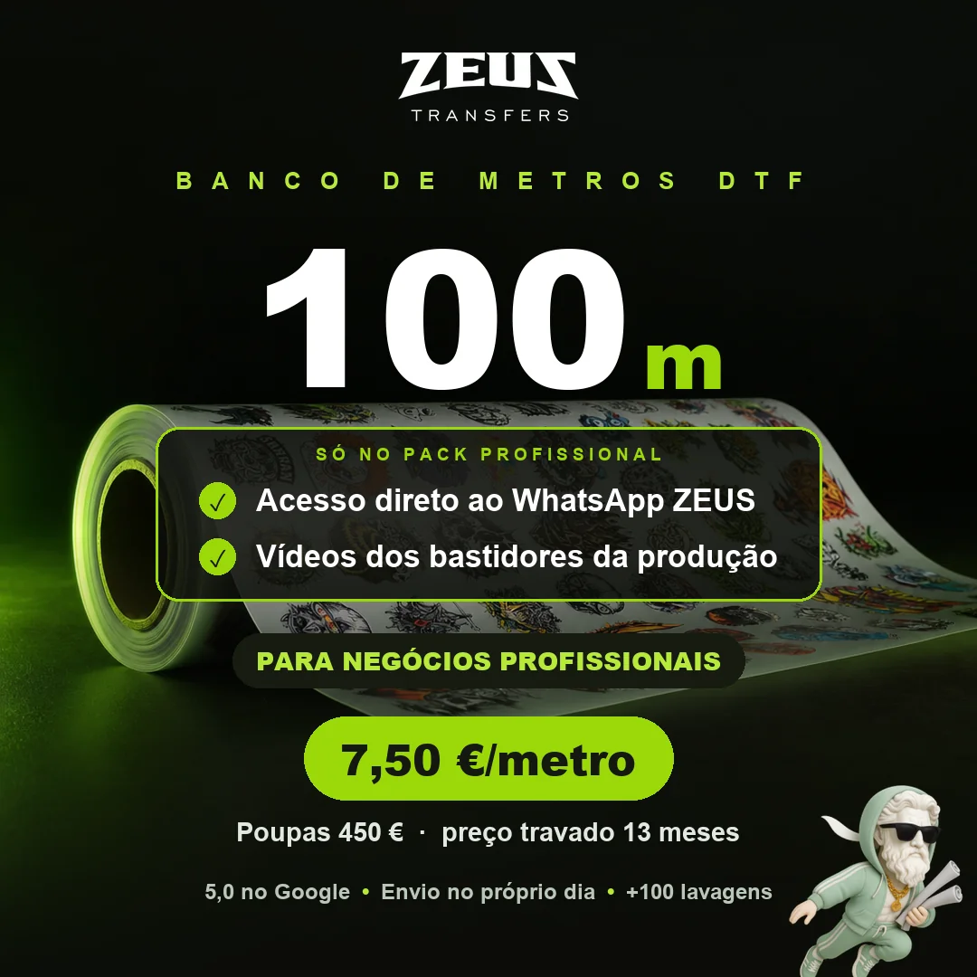 Pack 100 metros DTF ZEUS — para negócios profissionais