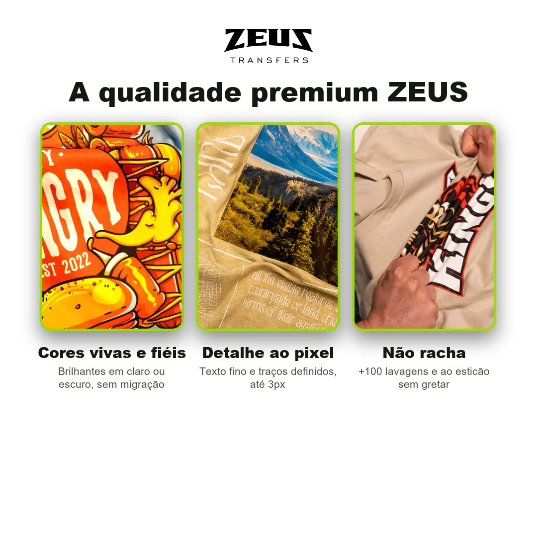 Pack 100 metros DTF ZEUS — qualidade premium
