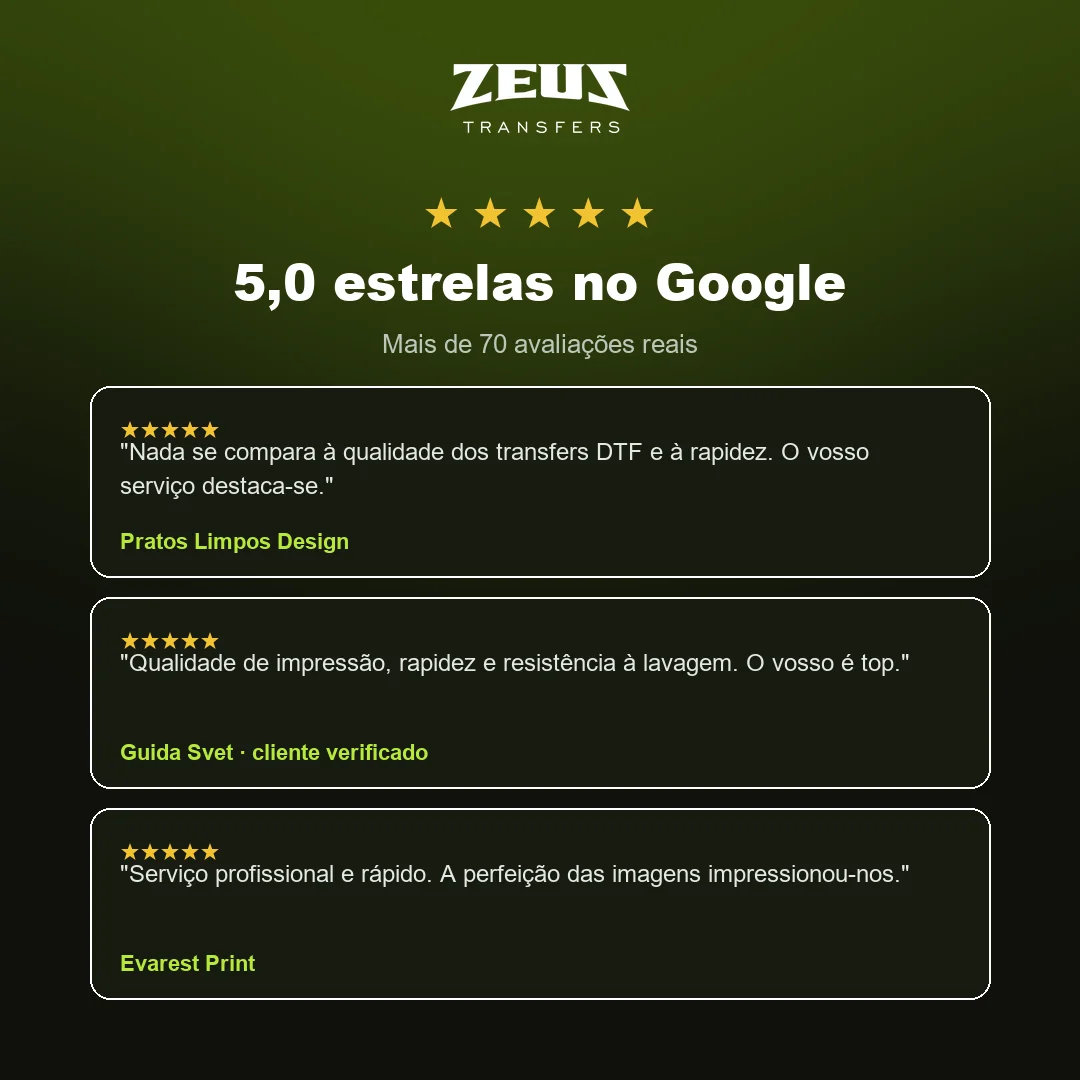 Pack 100 metros DTF ZEUS — avaliações